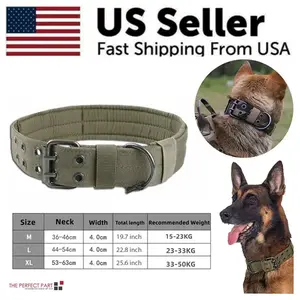 Heavy Duty Nylon Dog Collar with Soft Padded Lining, 5 Adjustable Holes for All Breeds