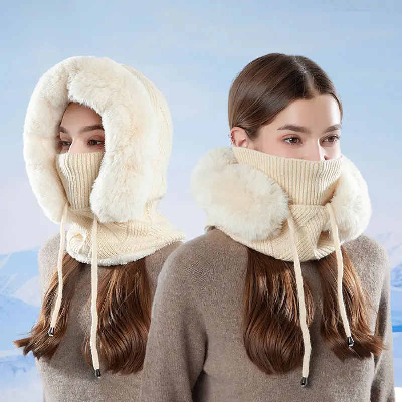 All-in-One Winter Balaclava - Plush Lined Beanie with Attached Face Cover, Breathable Thermal Hood for Extreme Cold windproof balaclava