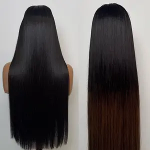 5X5 Straight Natural Black and Ombre Brown Colour HD LACE Super Double Drawn 100% Raw Vietnamese Hair Wig Glueless 200% Density Human Hair Wigs