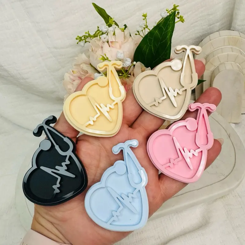 Pastel Nurse Badge Reel with Stethoscope Design