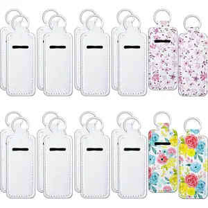 Sublimation Lipstick Holder Keychain Bulk Blank Lipstick Neoprene Clip-on Sleeve Travel Key Ring Holder