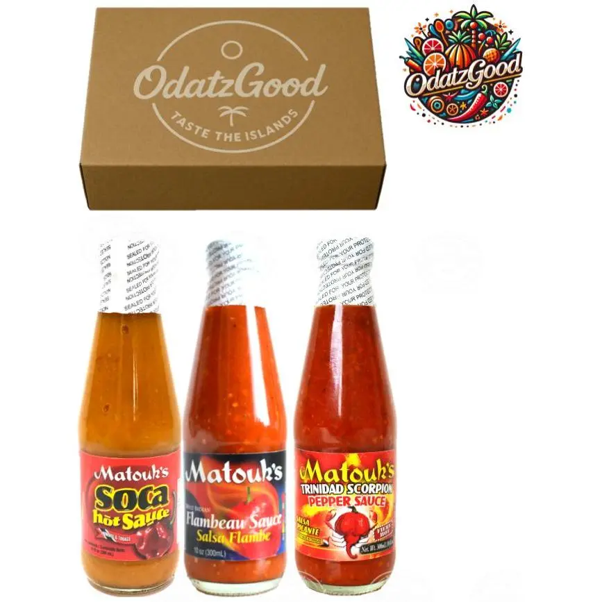 Matouk’s Soca, Flambeau & Trinidad Scorpion Pepper Sauce Fire Lover’s  – Curated & Packaged by ODatzGood