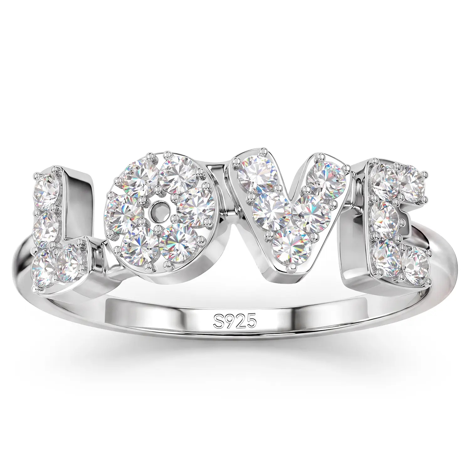 Real 14K Gold Plated Personalized Name Rings for Women Custom Bubble Letter Initial Rings 5A CZ 925 Sterling Silver Customized Jewelry Gifts for Her Mom