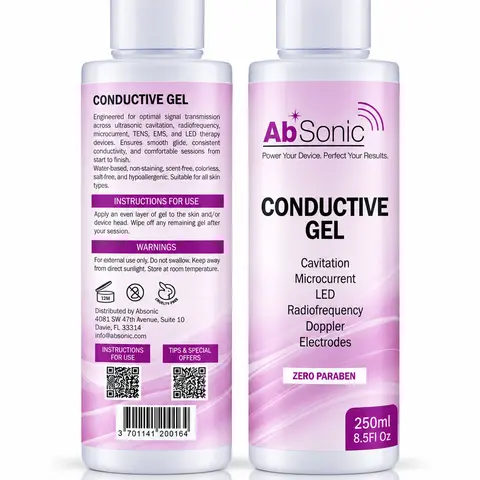Absonic Conductive Gel for Aesthetic Body Devices – 2-Pack, Water-Based