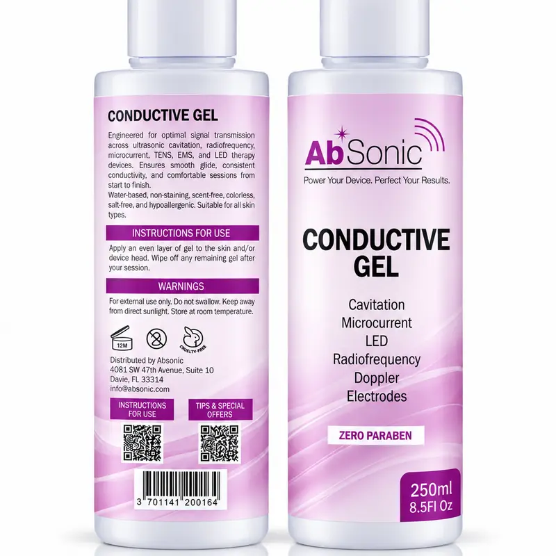 Absonic Conductive Gel for Aesthetic Body Devices – 2-Pack, Water-Based