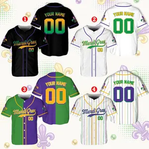 Personalized Mardi Gras Baseball Jersey, Custom Name And Number Baseball Jersey, Mardi Gras Carnival Jersey, Gift For Family Matching