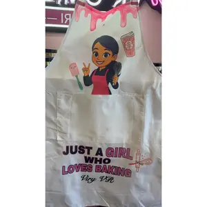 VRCAKERY Classic White Apron for Kitchen Cooking Funny Apron with VRCAKERY Design Solid Color Apron Personalized for Daily Baking