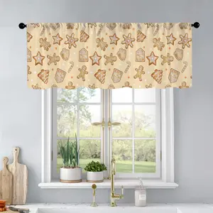 1pc Christmas and New Year printed kitchen curtains gingerbread hand drawn with watercolor. curtains valance window treatment living room bedroom home decor 54 x 18 inch