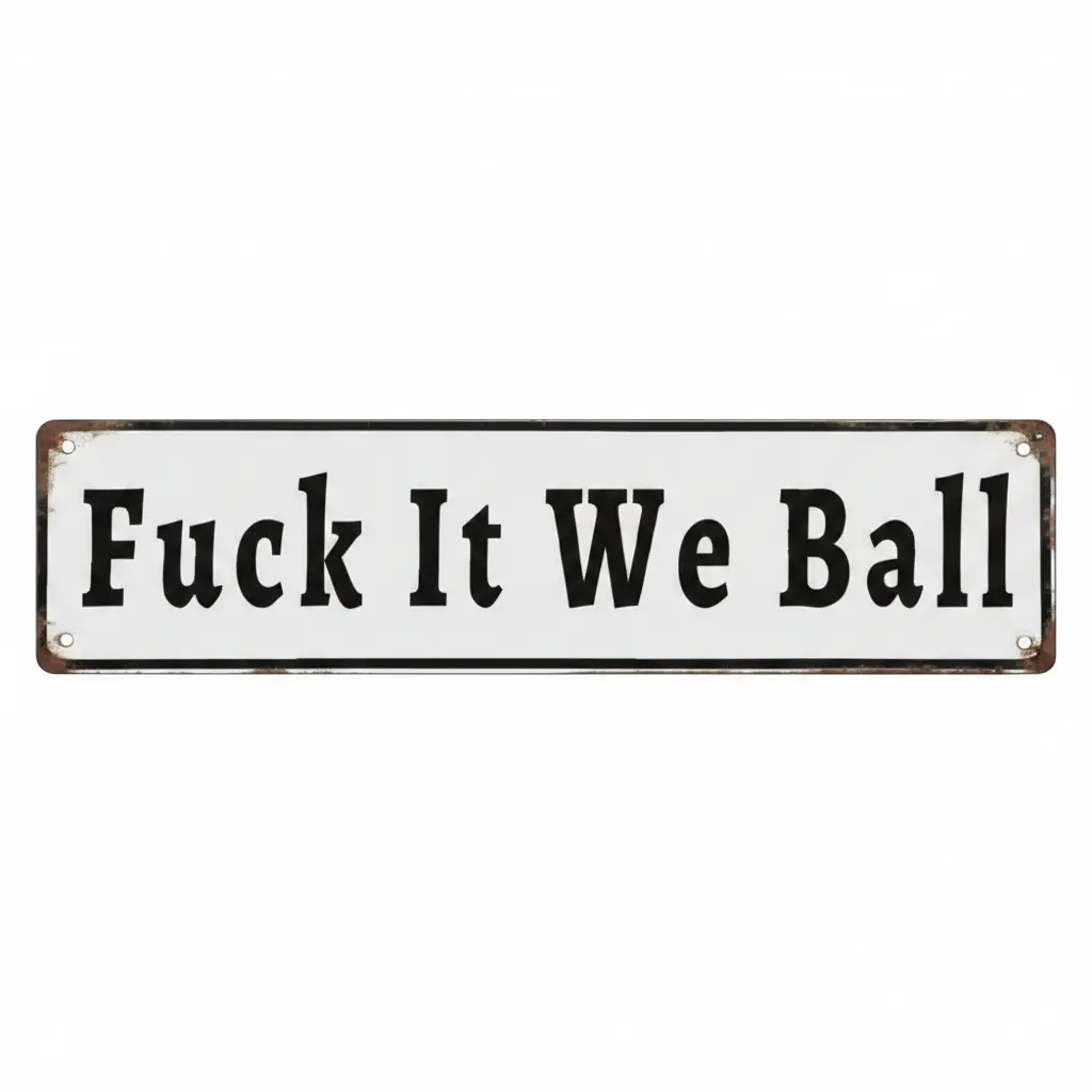 16x4" "Fuck It We Ball" Retro Aluminum Street Sign| Funny TikTok Trending Wall Plaque, Man Cave Farmhouse Decor, Pre-Drilled Holes, Easy to Hang & Gift Ready