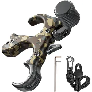 Bow Release for Compound Bow, Adjustable 3 Finger Thumb Release Aid with Wrist Strap & Wrench, Aluminum Alloy Archery Release