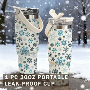 1 pc 40oz Snowflake Stainless Steel Tumbler with Lid and Straw, Hot for 12 hours, Cold for 24, Vacuum Insulated, Travel Coffee Cup, Great Gift for Women, Perfect for Winter, Car & Office Water Bottle, Stainless Steel Drinkware