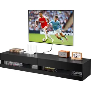 VEVOR Modern Floating TV Stand Wall Mounted, 55'' Under TV Shelf Floating Media Console Entertainment Center with Storage Cabinet, for Living Room Bedroom, WhiteVEVOR Super Brand Day