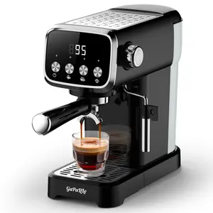 20 Bar Slim Espresso Machine with Milk Frother Steam Wand, 43oz Removable Water Tank, Cup Warmer, One-Touch Screen Buttons, Compact Espresso Coffee Maker for Espresso, Latte & Americano, Black