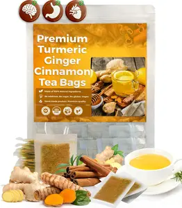 Turmeric Ginger Herbal Tea, Cinnamon Spice Blend – Caffeine Free, Natural Digestive Support, Enjoy Hot, 100% Natural