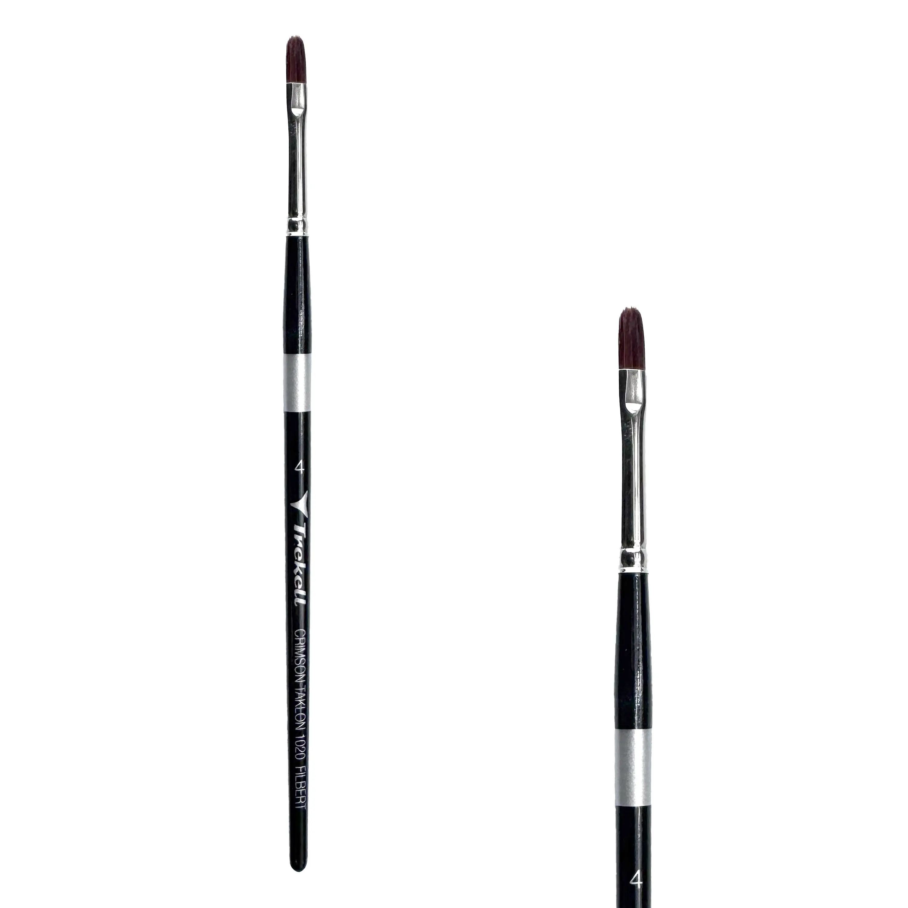 Trekell Crimson Taklon Short Handle Artist Brush - Size #4 Filbert