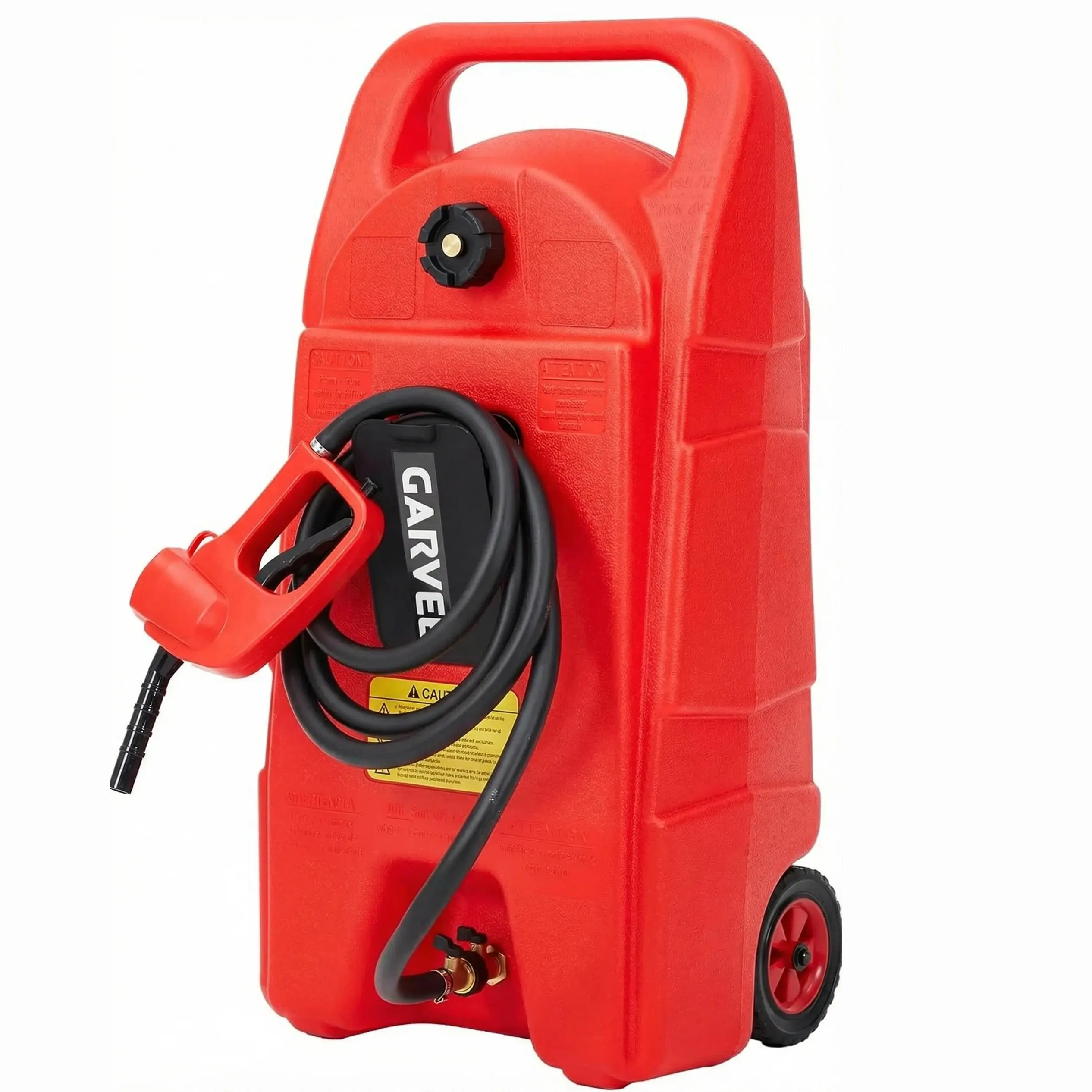 Garvee 15 Gallon Gas Can with 10 FT Manual Siphon Pump, Portable Fuel Storage Container on Wheels for Diesel, Gasoline, and More, Ideal for Cars, ATVs, Lawn Equipment, Boats, Tractors, Snow Blowers, and Generators