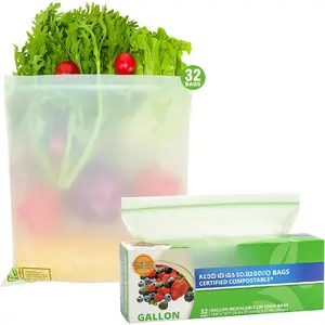 Certified Compostable Large GALLON Resealable Zip Bag, Extra Strength  Bags, Made from  Materials (32 Pack)