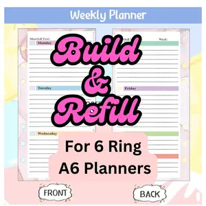 Planner Additionals- 6 Ring, Size A6 - Pages, Dividers and pouches for budgeting, tracking and event planning