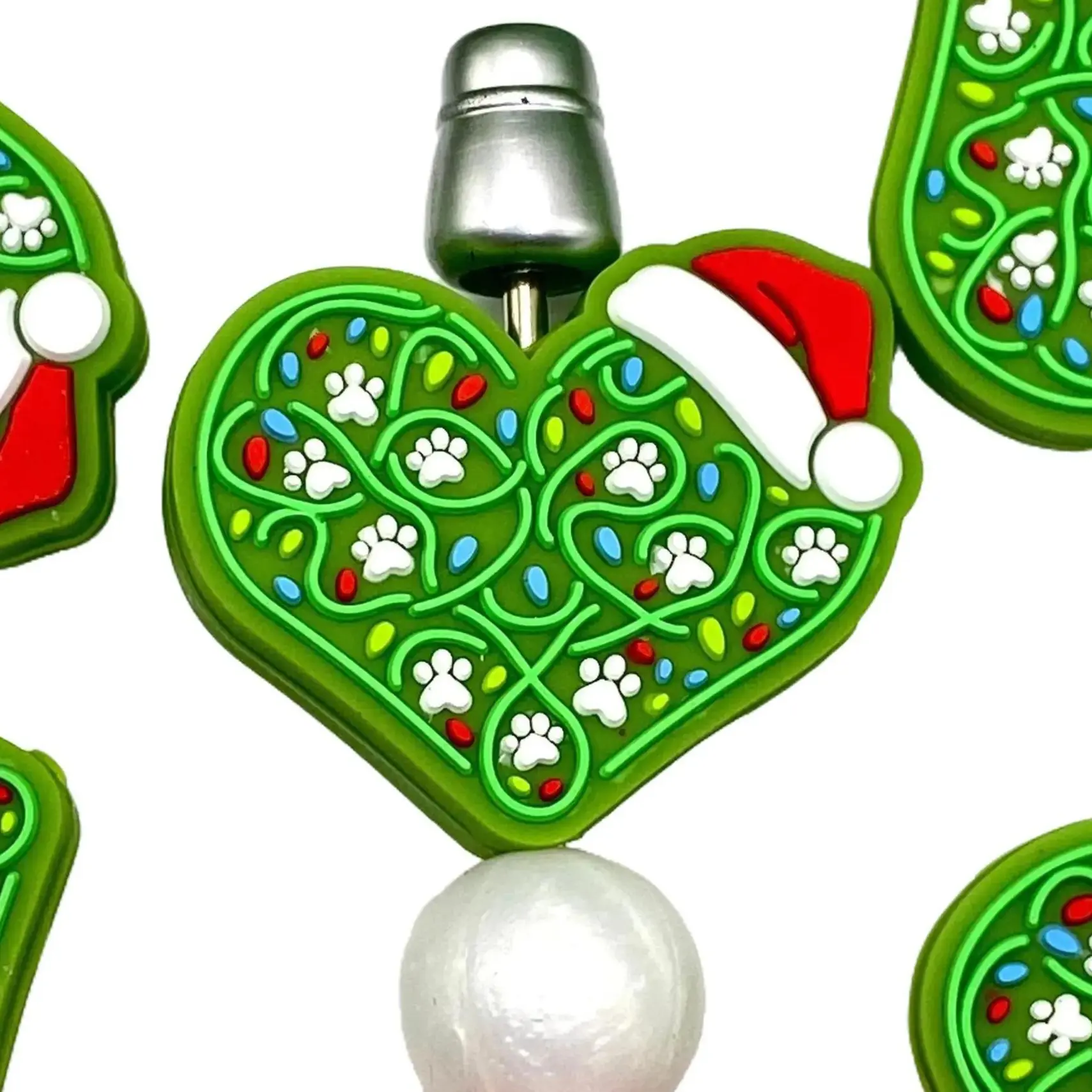 1pc May Your Christmas Be Furry & Bright Silicone Focal Beads - Paw Dog Beading & Crafting  Diy Jewelry Accessories