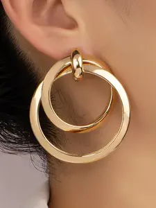Fashion Layered Circle Stud Earrings for Women - 1 Pair for Daily Decoration