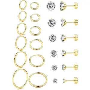 Cassieca  20G Flat Back Cartilage Earrings Hoop Stud Helix Earrings  Plated Mini Small Hoop Earrings Flatback Stud Earrings Daily Earcuff Ear Studs