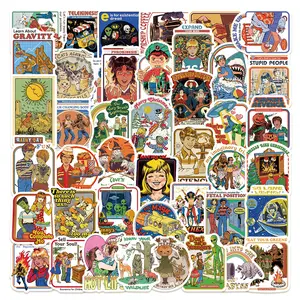 50pcs Humorous Retro Decoration Series Premium Skull Stickers, Suitable for Faith-based Designs Such As Scrapbooks, Diaries, Laptops, Water Bottles, Cars, Etc., As Gifts with Positive Information