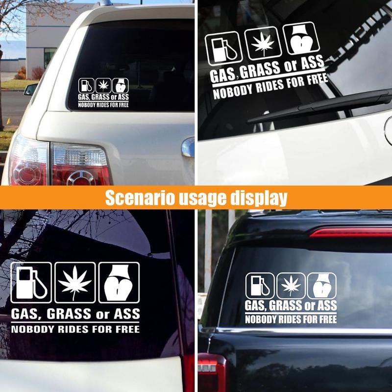 Gas Grass or Ass Stickers for Cars, Nobody Rides for Free Car Vinyl Decal Sticker, Funny Wall Sticker, Car Bumper Decoration Accessories for Car Trucks SUV Window Wall Laptop