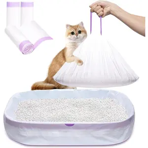 Cat Litter Box Liners Large, 30 Pack Jumbo Drawstring Cat Litter Bags, Extra Thick Litter Pan Liners Heavy Duty 36"x16" Receptacle Bag