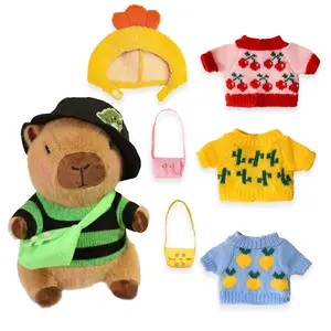 squishy festive plushie adorable gift Capybara Plush with 9 pcs Clothes & Accessories, cute soft doll plush toys , fluffy  stuffy Kawaii Stuffed Animals