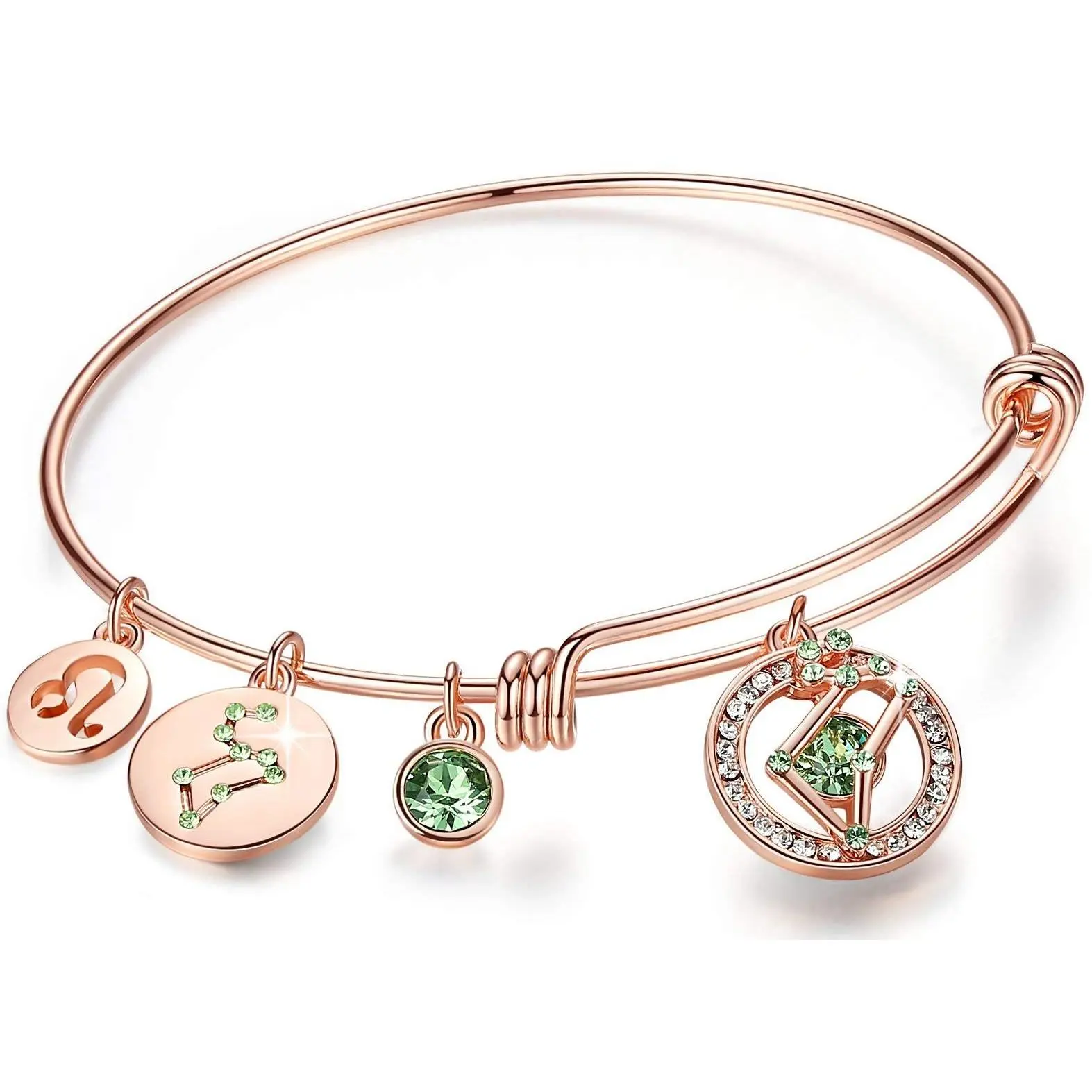 Leafael Superstar Zodiac Expandable Bangle Bracelet Made with Premium Crystals Horoscope Constellation October November Birthstone Topaz Brown Jewelry Rose Gold Plated 7