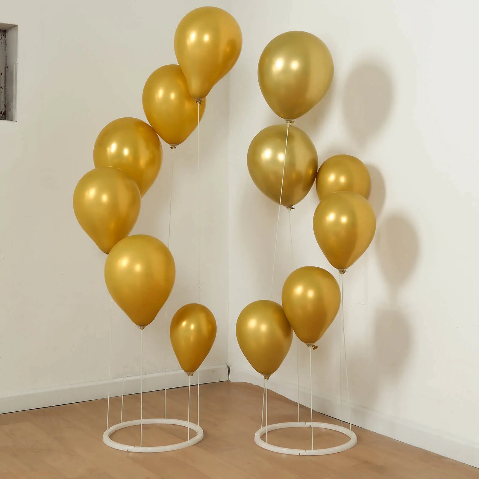 Balloon Party Supplies 2-Pack Floating Floor Stand Kit - 3ft Tall White Spiral Holder with Round Base, Ideal for Baby Shower, Graduation Decorations