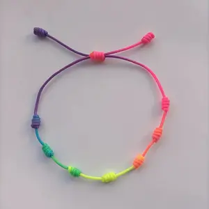 Colorful Seven Knot Lucky Anklet Adjustable Bestie Couple Ankle Bracelet For Women Rainbow Color Pride Month Foot Jewelry