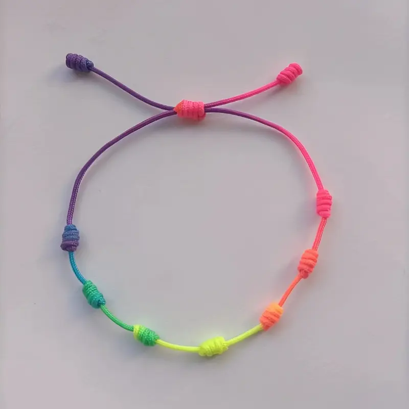 Colorful Seven Knot Lucky Anklet Adjustable Bestie Couple Ankle Bracelet For Women Rainbow Color Pride Month Foot Jewelry
