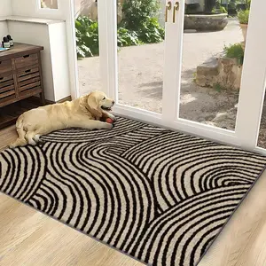 Velvet Soft Comfort Vintage Line Texture Pattern Print Rug, Boho Area Rugs, Home Decor Carpet, Living Room Large Mat, Sofa Pad, Bedroom Bedside Blanket