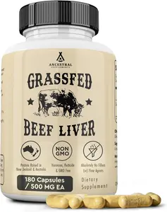 Ancestrel Supplements Grass Fed Beef Liver Capsules, Supports Energy Production, Cleansing, Digestion, Immunity and Full Body Wellness, Non GMO, Freeze Dried Liver Support Supplement, 180 Capsules