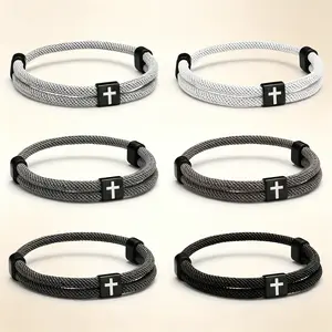 Braided Cross-Knot Bracelet – Fully Adjustable Rope Bracelet for Men – Comfortable Daily Casual Wear – Birthday Gift for Boyfriend, Anniversary Gift for Him.Mother's Day