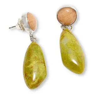 Mine Finds by Jay King Madagascar Green Opal and Peach Stone Drop Earrings