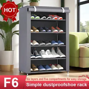 6/10 -Tier Shoe Rack With Dust Cover - Spacious Storage For Entryway, Bedroom & Living Room | Durable, Lightweight Design | Holds Up To 3.2 Cubic Feet Of Shoes & Accessories | Ideal For Home & Dorm Organization