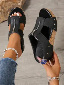 Women's Fashion Wedges with Eva Foam Insoles, 2.5 Inch Heel, Lightweight Comfort Open Toe Sandals, Hook & Loop Closure, Slip-Resistant, Summer Shoes