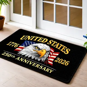 1PC, 250th Anniversary of US Independence Flannel Doormat,Bald Eagle Flag Non - slip Rubber - bottomed Mat,Durable,Stain - resistant,Machine - washable,Universal for Living Room,Porch Set Non-Slip floor mat door  Kitche Carpet Kitchen rug bath flooring