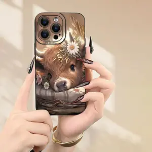 Cute Cow Pattern Phone Case, Casing, Shockproof Phone Protective Cover, Phone Accessory Compatible with iPhone 16 15 14 13 12 11 Pro Max