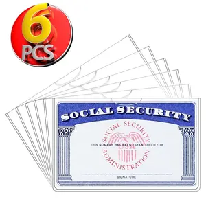 King Estore 6 Pcs Social Security Card Protector Sleeves/New Medicare Card Protector Sleeve/Credit Card Holder,24 Mil Soft Clear Card Sleeves for Waterproof SSN Card Protector/Credit Card Cover