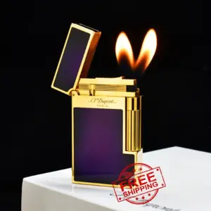 S.T. Dupont Paris Purple Lighter Gold Rabbit Ear Fire Elegant Design with Unique Rabbit Ear Fire Mechanism and Sophisticated Purple Hue