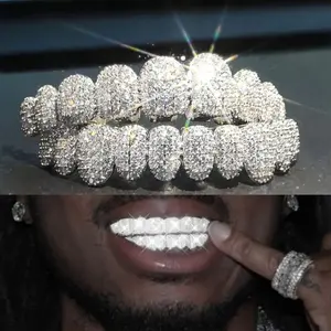 2pcs/ Set Hip Hop Zirconia Braces Punk Teeth Cap Cosplay Rapper Jewelry Sparkle Hip Hop Zirconia Braces - 20pcs Up and Down Set for Rapper and Cosplayer - Premium Punk Teeth Cap to Transform Your Smile Instantly  Oral dental grillz Surgical Steel CZ steel