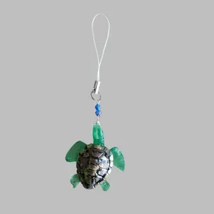 Phone charm - Resin turtle with beads