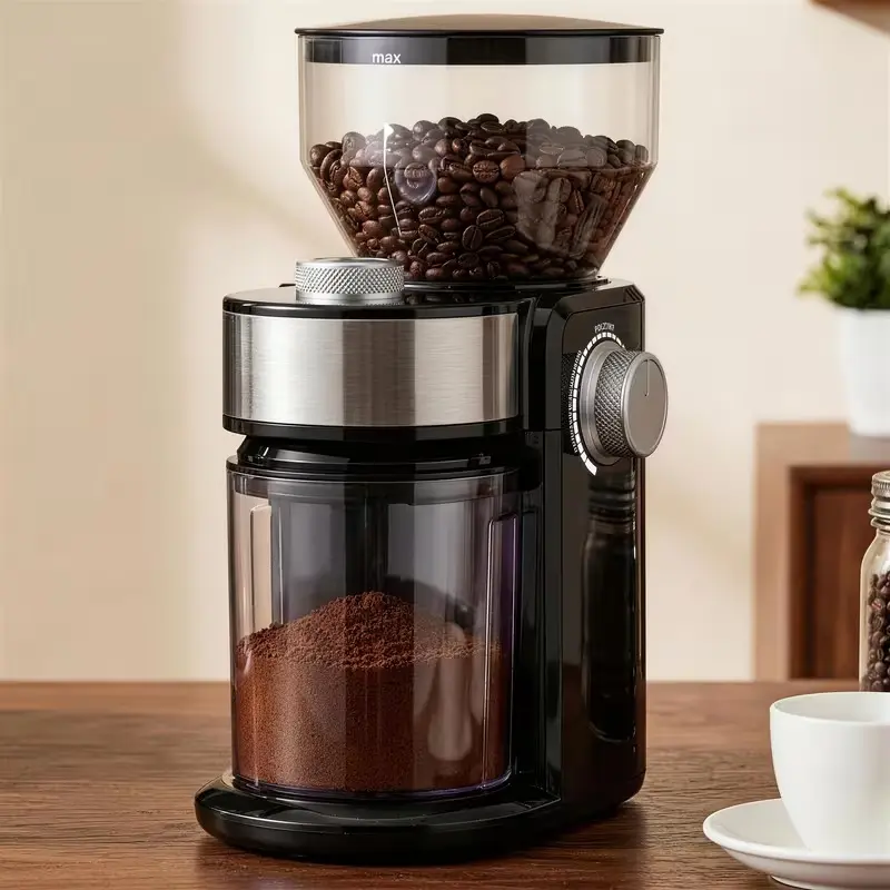 Electric Burr Coffee Grinder with Adjustable Burr Mill, 16 Precision Grind Settings for 2–14 Cups, Uniform Coffee Bean Grinder for Espresso, Drip, French Press & Pour Over.(Please check the user manual at the end of the product description.)