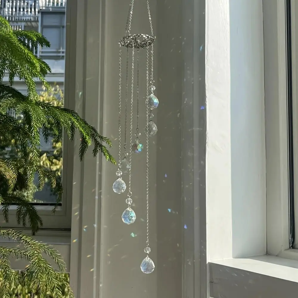Life Tree Hanging Ornament Sun Catcher, Seven-Color Ab Lantern Crystal Wind Chime, Home and Garden Decoration Rainbow Maker, Home Decor Ornaments, House Decor Accessory, Home Decor Products, Decoration Items
