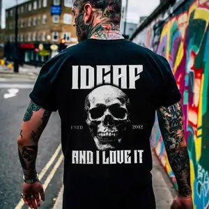 IDGAF AND I LOVE IT Skull Tshirt, Hoodie, Sweatshirt, Aesthetic Tatoo Outfits, Streetwear Style, Retro Vintage Y2k Men Graphic Tees