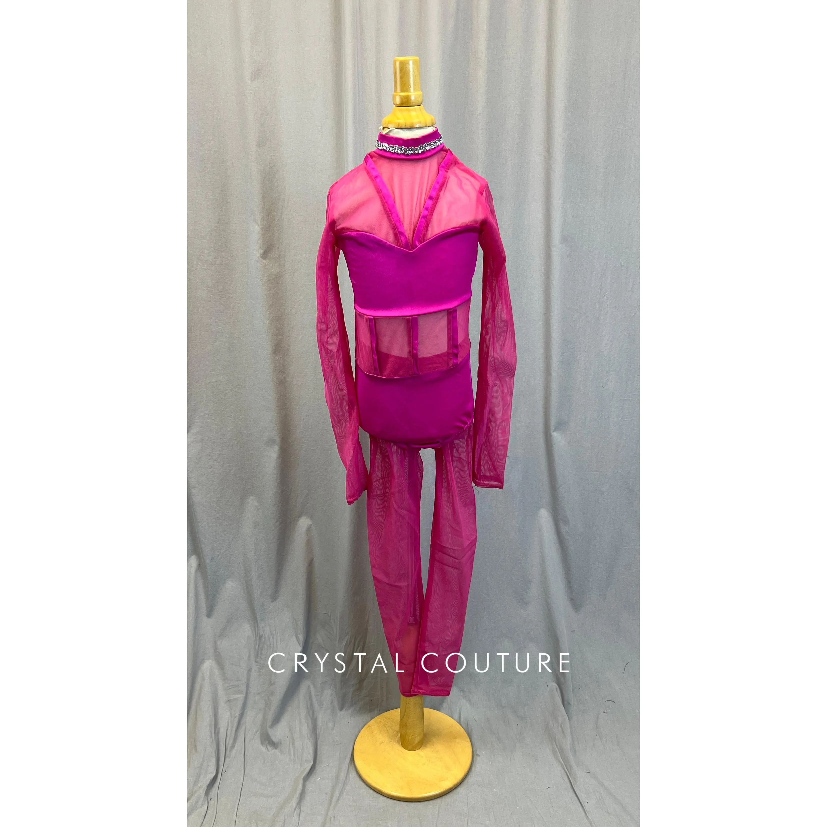 Pink Mesh Long Sleeve Leotard + Mesh Pant
