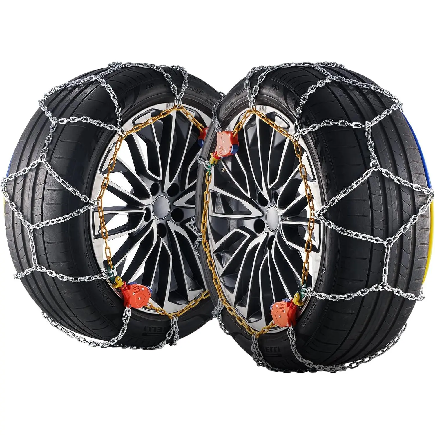VEVOR Tire Chains, Snow Chains for Cars SUV Pickup Trucks, 2 Pack Adjustable Snow Tire Chains Compatible with Tire Width 225 235 255 265 275 - Series 232605